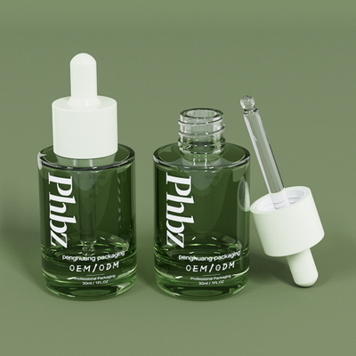 Бутылка сыворотки бутылок капельницы OEM 30ML 1oz роскошная стеклянная зеленая
