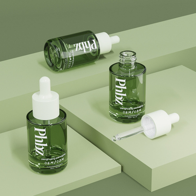 Бутылка сыворотки бутылок капельницы OEM 30ML 1oz роскошная стеклянная зеленая