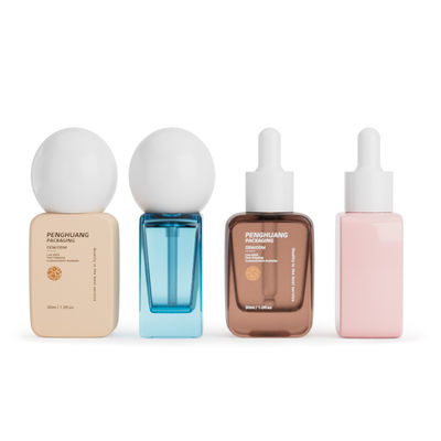 Пустые оптовые бутылки для насосов 30 мл Круглые шариковые крышки квадратные стеклянные жидкие бутылки