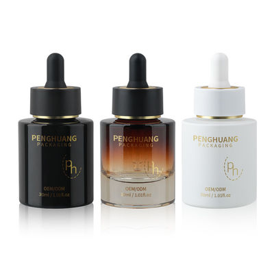 Круглая стеклянная бутылка капельницы с настраиваемым логотипом в соответствии с требованиями клиента