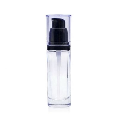 Роскошные косметики круга 30ml упаковывая стеклянную жидкостную бутылку учреждения с насосом красоты