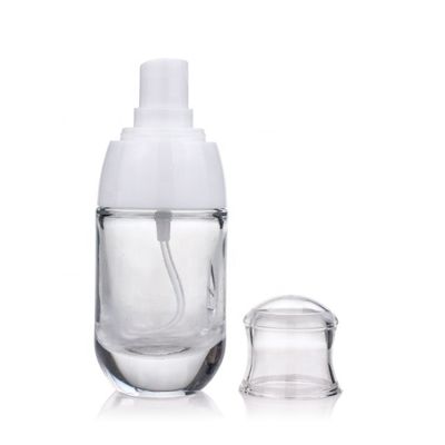 Бутылка учреждения 30ml Китая пустая ясная стеклянная жидкостная с белым макияжем формы насоса F139 популярным