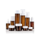 Round Amber Glass Skincare Packaging Customized 20ml 30ml 50ml 80ml 100ml