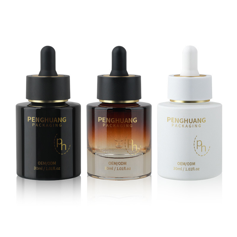 Круглая стеклянная бутылка капельницы с настраиваемым логотипом в соответствии с требованиями клиента