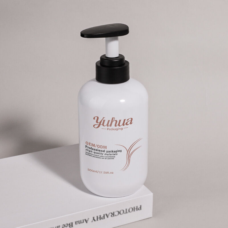 500 мл Круглая косметическая бутылка из ПЭТ из перерабатываемого материала, поддерживающая инициативы в области устойчивой упаковки косметики