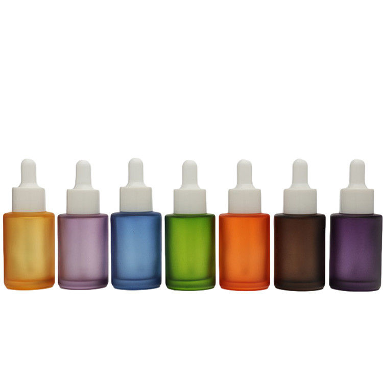 Frosted Flat Shoulder Serum Skincare Hair Oil  Glass Serum Dropper Bottle 30ml Square Painting Bottle Cosmetic Serum Oil
