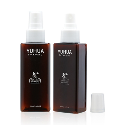 Дизайн цвета янтаря формы пластиковой бутылки wholsale 100ml цены по прейскуранту завода-изготовителя квадратный с белым цветом насоса брызг cistomzed