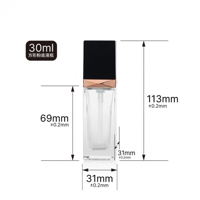 Бутылка стекла учреждения квадрата 30ml нестандартной конструкции косметическая упаковывая ясная замороженная пустая с завинчивой пробкой