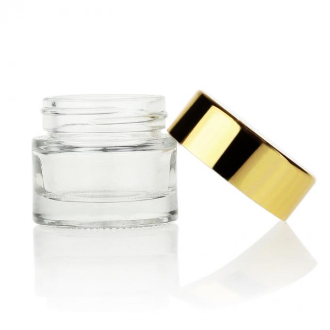 Опарник 10g сливк оптовой крышки золота OEM свободного образца роскошной ясный стеклянный косметический для сливк