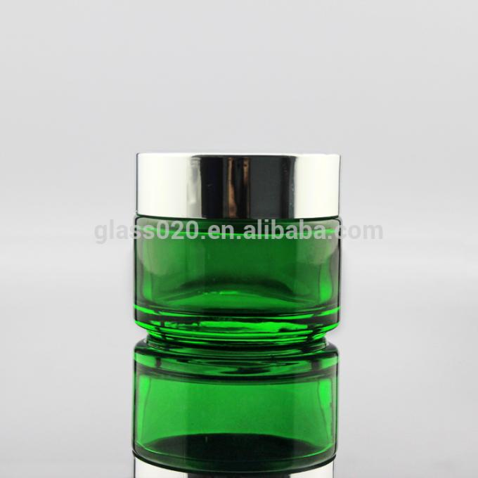 Оптом пустой зеленый стеклянный косметический опарник сливк 5 10 15 20 30 50 100g с серебряной крышкой