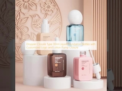 Флаконы для жидкой тональной основы объемом 30 мл с капельницей, с возможностью нанесения логотипа и помповым дозатором